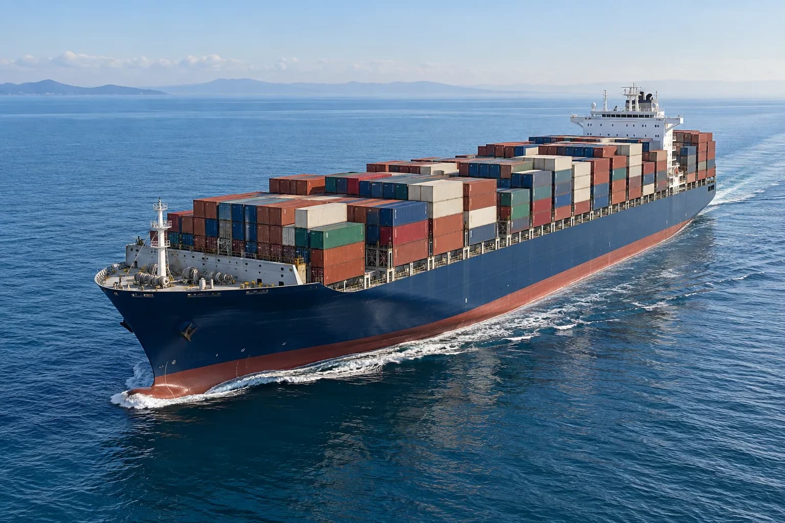 Container ship at sea